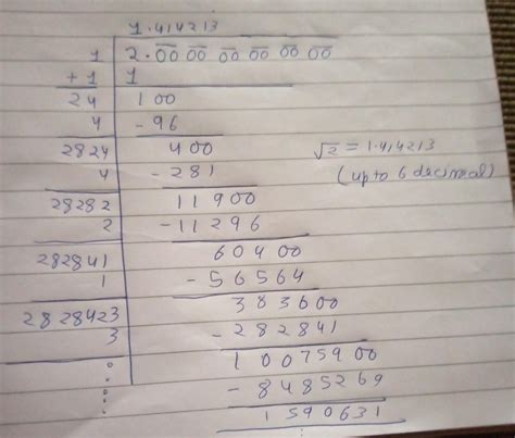 Find the decimal expansion of √2 up to six decimal places. - Brainly.in