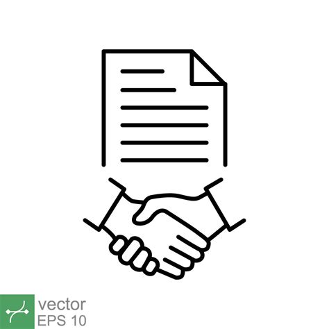 Business contract icon. Simple outline style. Handshake, partners ...