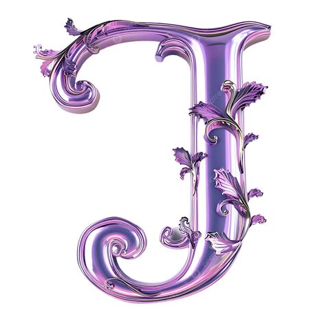 Purple Letter J Adorned With Flowers And Leaves A Decorative Design Element, Purple Letter J ...