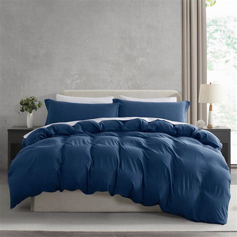 Amazon.com: Nestl Twin Duvet Cover Set - Soft Prewashed Navy Blue Duvet ...