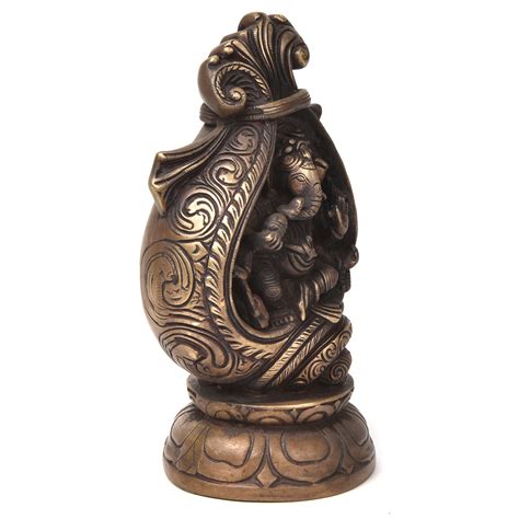 Handcrafted Bronze Ganesha Shell Statue