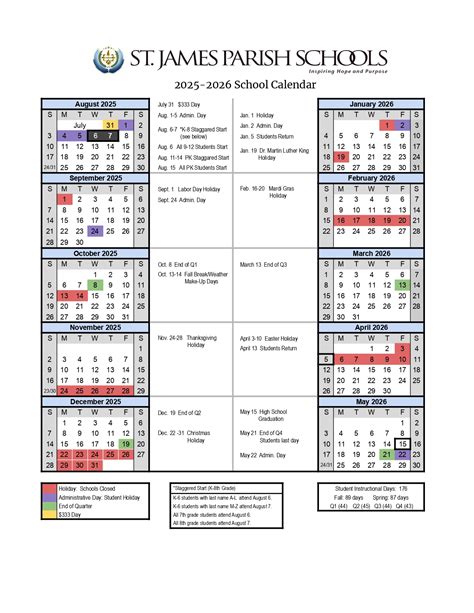 St. James Parish Schools la Calendar 25-26 Revised [PDF] - EduCounty