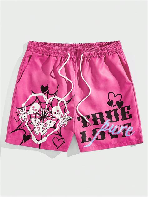 Guys Skeleton Graphic Drawstring Waist Shorts | Teenage fashion outfits ...