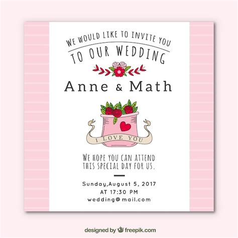 Rosa und weiße Hochzeitskarte | Kostenlose Vektor