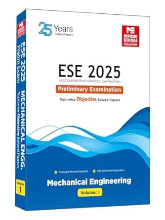 Buy ESE 2025: Preliminary Exam: Mechanical Engineering Objective Solved ...