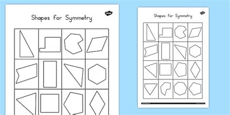 Shapes for Symmetry Worksheet / Worksheet