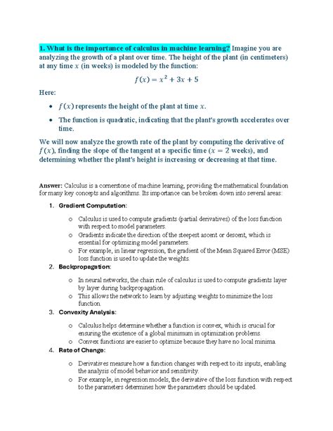 Unit 4 Notes: The Role of Calculus in Machine Learning Optimization ...