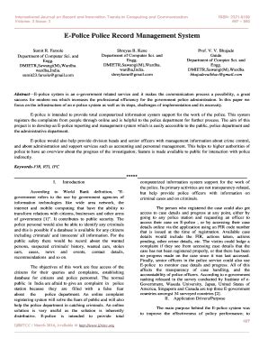 Fillable Online E-Police Police Record Management System - IJRITCC Fax ...