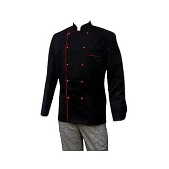 Buy Chefs World Uniforms - Chefs Coat (Black) with Red Piping for Men ...