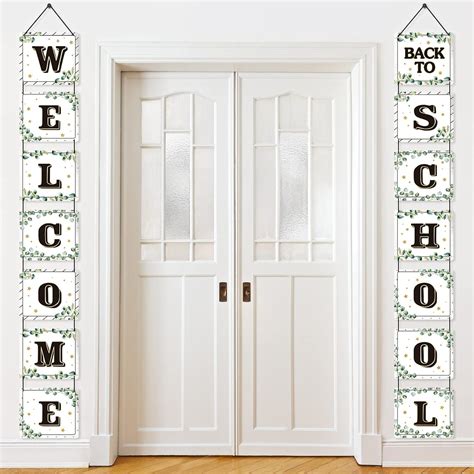 Buy Back to School Banner First Day of School Door Sign Eucalyptus ...