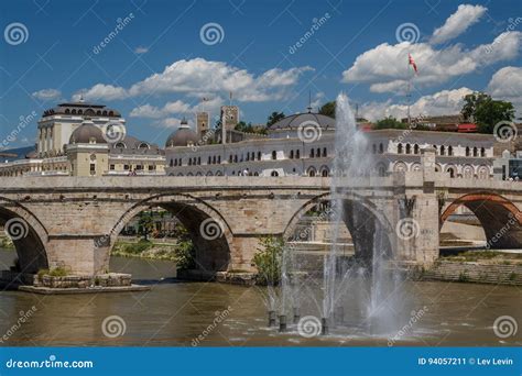 Old Bridge in the Downtown of Skopje Stock Image - Image of cityscape ...