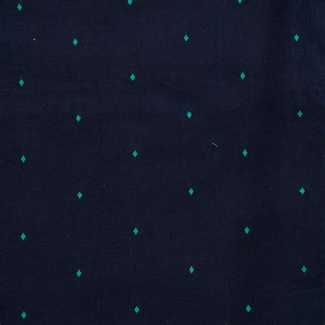Pure South Cotton Handloom Navy Blue With Light Blue Dots Woven Fabric ...