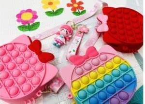 Bestie Toys Pop It Pop it Bag With Attractive Keychain Fidget Toy Push ...
