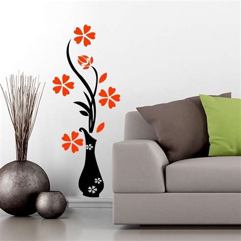 DECOR Kafe Flower Pots Wall Sticker Standard Size PVC Vinyl, 107 cm ...