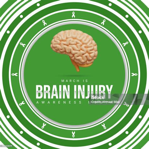 March Is Brain Injury Awareness Month With Brain And Ribbons In ...