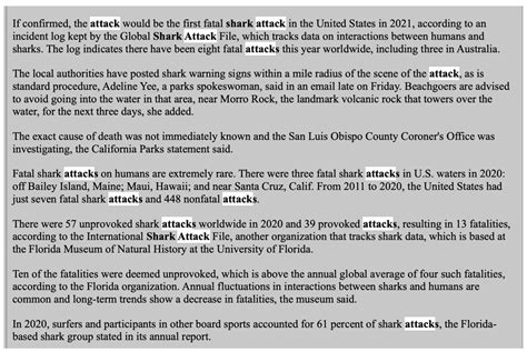 Shark Bite Reporting and The New York Times