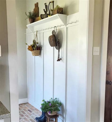 Rustic Farmhouse Mudroom With Red Brick Flooring - Soul & Lane