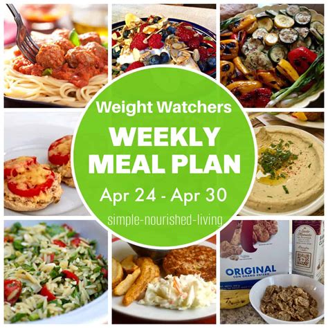 Weight Watchers Weekly Meal Plan Apr 24 - Apr 30