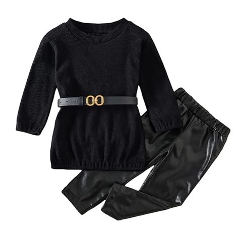 Buy Weechamps Girls Black Solid Top and Pant Set with Belt 3-4 Years at ...