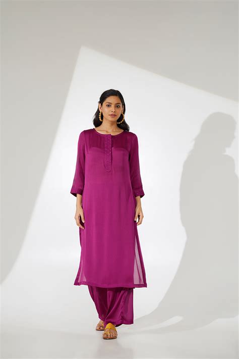 Vatamsa Purple Chiffon Kurta Set for Women – 45% Off Now!– INDYRAAGA