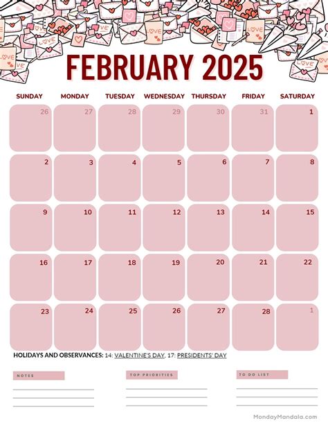 Feb 2025 Calendar Printable Free - Printable Art and Words