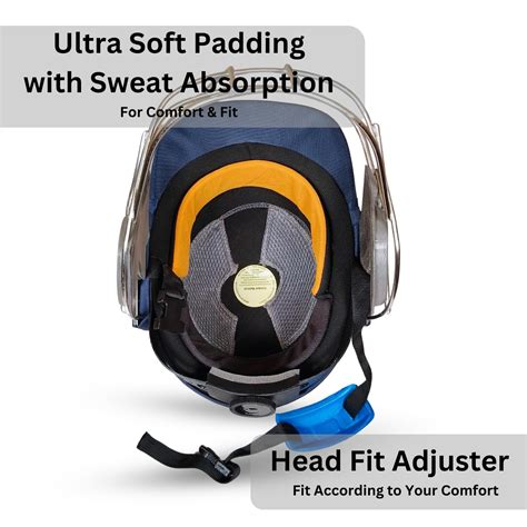 Prokick Shadow Cricket Helmet with Fixed Stainless Steel Grill, Navy ...