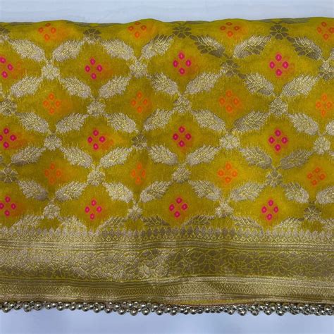 Yellow Bandhej Georgette Banarsi Dupatta – anokherang