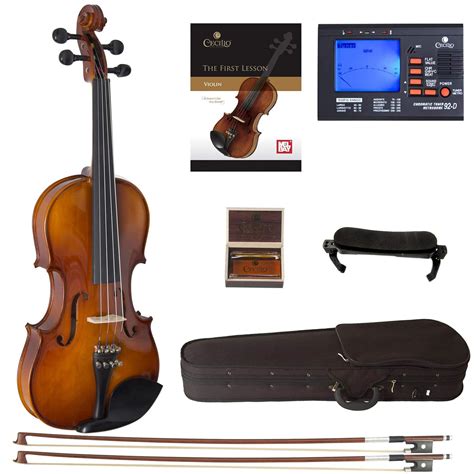 Cecilio CVN-320L Ebony Fitted Solid Wood Left-Handed Violin with Tuner ...