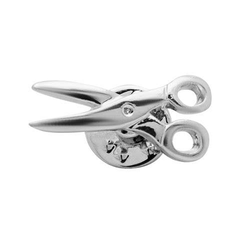 Shining Jewel Silver Plated Brooch/Lapel Pin For Men - Scissor Design
