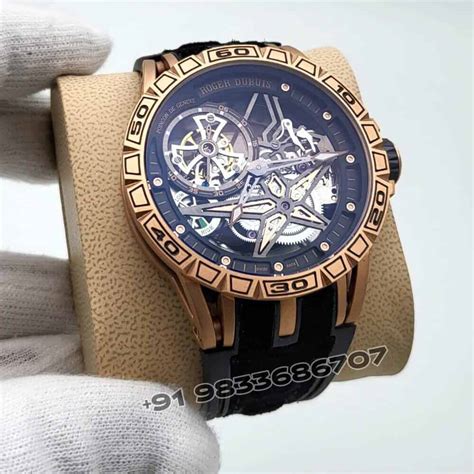 Excalibur Rose-Gold Skeleton Replica | Swiss Auto