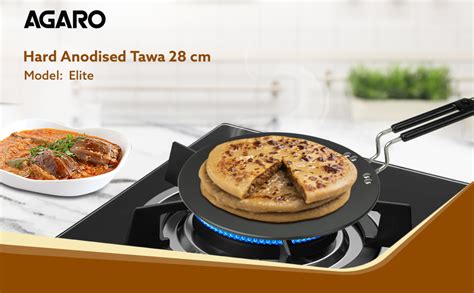 Buy AGARO Elite Hard Anodised Tawa for Kitchen, 28 cm Diameter Tawa for ...