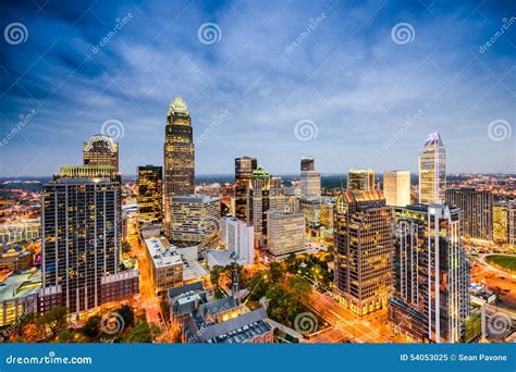 Charlotte, North Carolina Skyline Stock Image - Image of dusk ...