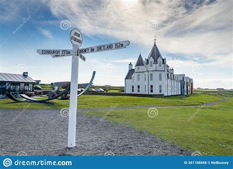 Iconic Signpost at John O Groats,against Clear Blue Sky,mid-summer ...