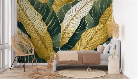Luxury Gold Tropical Leaves Mural Wallpaper - Magicdecor®