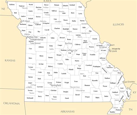 Mo Cities And Towns Map