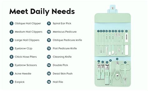 Stainless Steel Manicure & Pedicure Kit – 16-Piece Nail Grooming Set ...