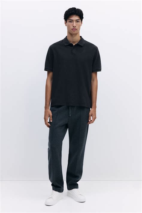 Regular Fit Polo shirt - Washed black - Men | H&M IN