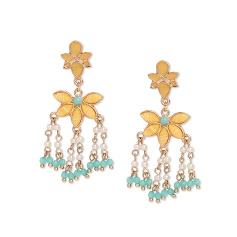 Buy Kalakrith Milano Women Multi-Color Resin Long Drop Earrings Online