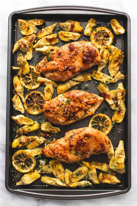 One Pan Baked Lemon Chicken and Artichokes | Creme De La Crumb