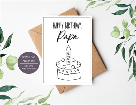Papa Birthday Coloring Card: 5x7 Printable With Envelope (PDF) - Etsy