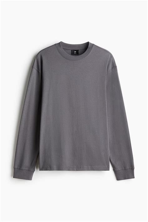 Men’s Gray Loose-Fit Long-Sleeved Jersey Shirt | H&M CA