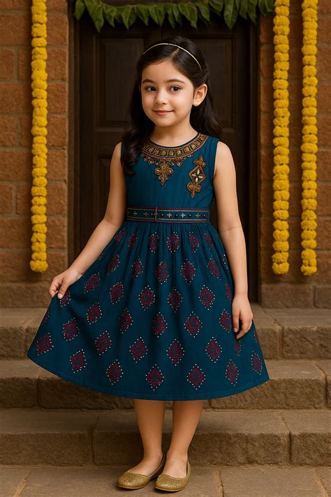 Girls Embellished and Printed Ethnic Dress with Attached Duppata – Wish ...