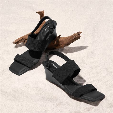 AdaptAll™ Slingback Wedge Sandals (Giovanna), Black, EU39 | VIVAIA