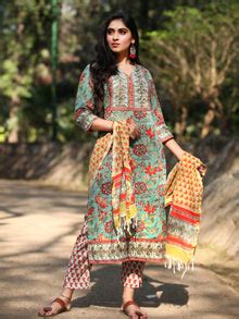 Jashn Isha - Set of Kurta Pants & Dupatta - KS60G2400D – InduBindu