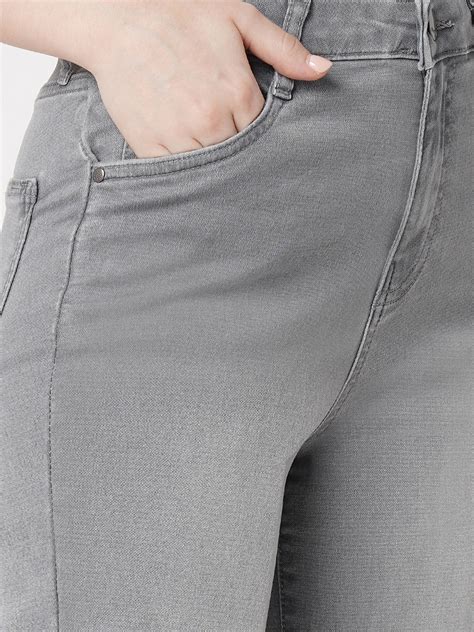 Buy Women Grey High-Rise Relax Straigh Fit Jeans | Kraus Jeans