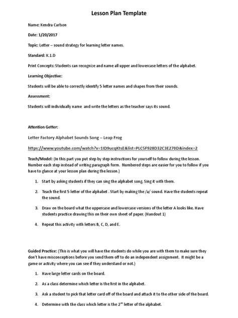 Image result for Lesson Plan for Letter Knowledge