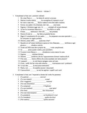 Esercizi Italiano 3 1. Completate Le Frasi Con I Pronomi Indiretti: 1 ...