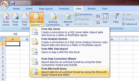 View SQL Access data in Microsoft Excel