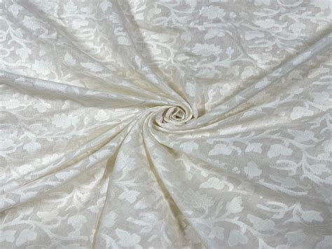 Dyeable Pure Chanderi Self White Floral - Premium Jacquard Fabric for ...
