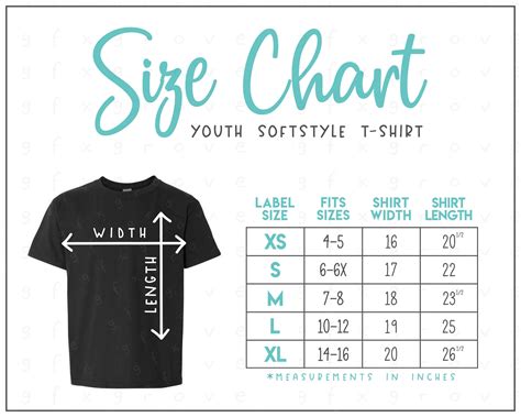 Tshirt Youth Large Size Chart - Educational Chart Resources